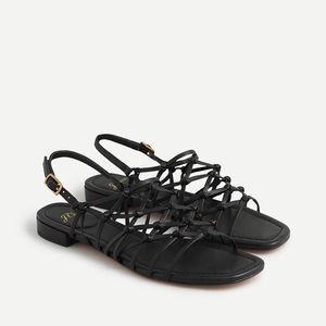 J. Crew | Abbie Black Leather Lattice Sandals NEW